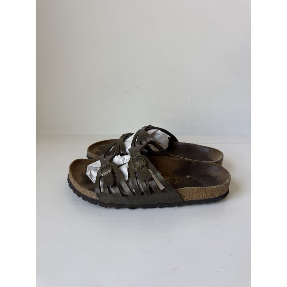 Birkenstock Granada Sandals Womens 8 EU 39 Olive Green Leather Strappy Buckle - Picture 2 of 7